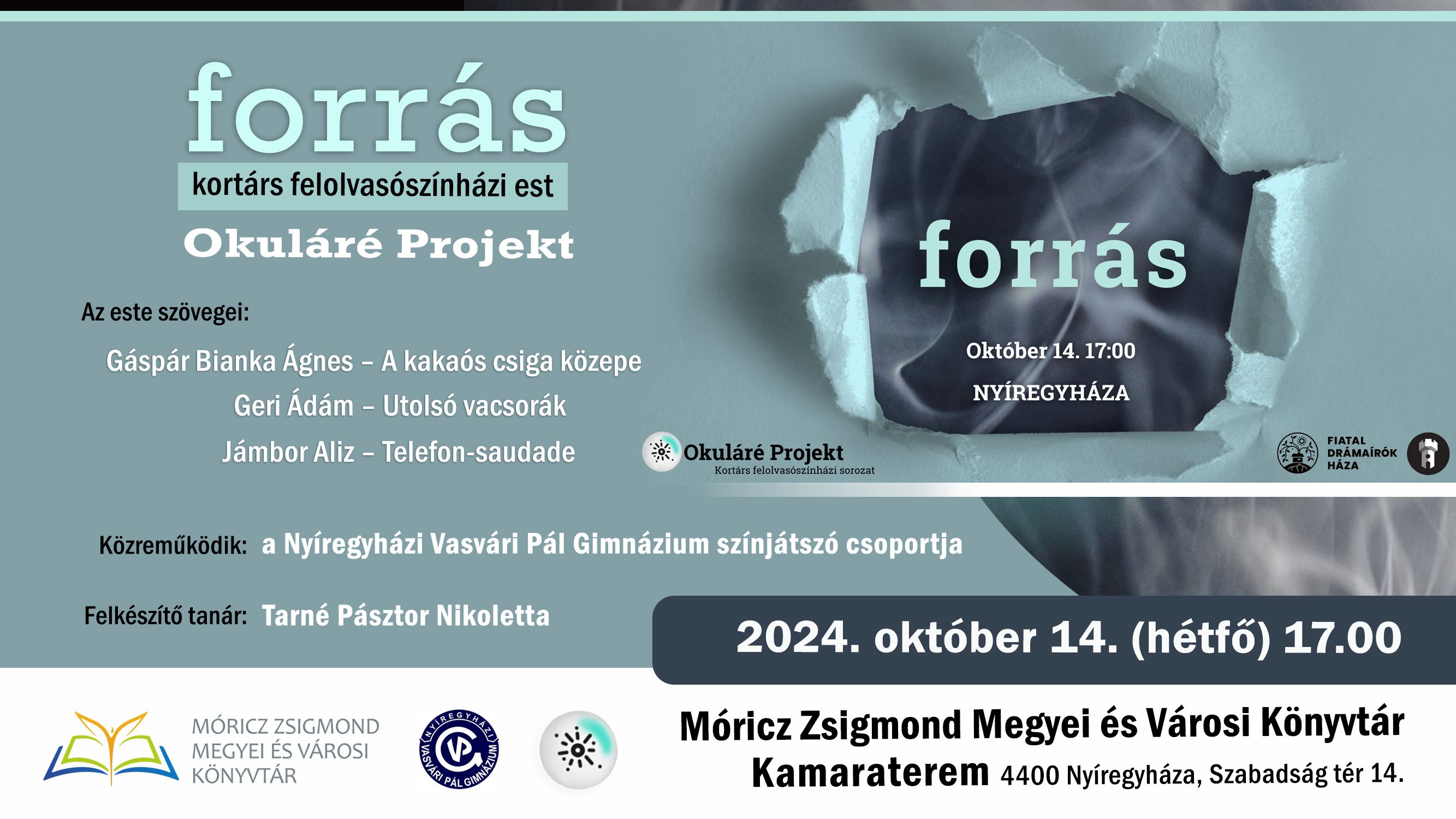 Okuláré Projekt_1014_felolvasószínház est_plakát